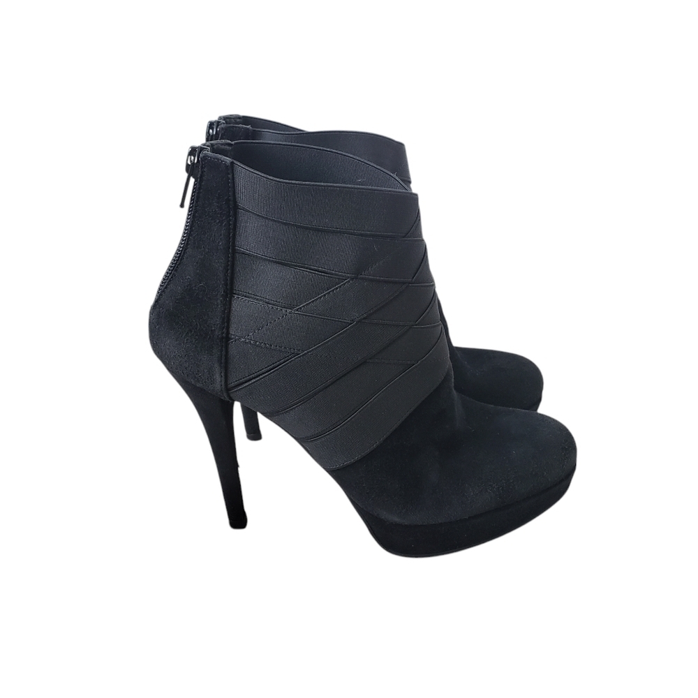 Stuart Weitzman Papoose Black Suede Strappy Platform Stiletto Booties